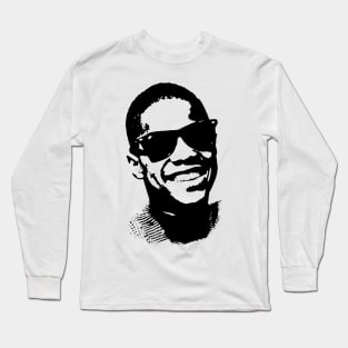 Stevie Wonder Portrait black white Long Sleeve T-Shirt